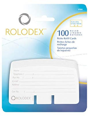 Rolodex : Petite Refill Cards, 2 1/4 x 4, 100 Cards per Set -:- Sold as 2 Packs of - 100 - / - Total of 200 Each by Rolodex