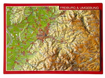 Reliefpostkarte Freiburg und Umgebung