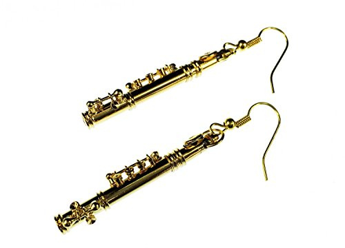 Miniblings Querflöte Ohrringe Flöte Flötistin Musik Orchester vergoldet Box | Aus eigener Herstellung in Berlin, sorgfältig von Hand montiert