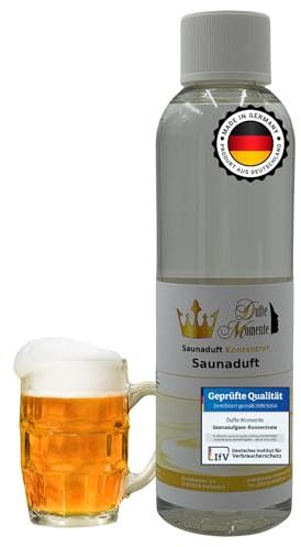 Dufte Momente Saunaaufguss-Konzentrat Bier – 250 ml – malzig & herb – konzentriert & ergiebig – Profi-Qualität gemäß DVN:5204 getestet – vegan & Made in Germany