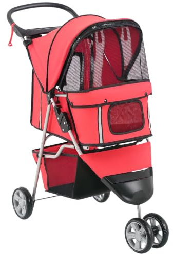 PawHut Hundewagen Hundebuggy Buggy Hunde Katzen Pet Stroller Hunde Buggy Rot