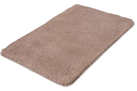 Kleine Wolke Badteppich Relax Taupe 50 x 80 cm | OEKO-TEX zertifiziert, rutschhemmende Unterseite, für Fußbodenheizung, maschinenwaschbar, 100% Polyacryl