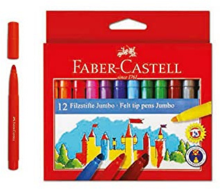 FABER-CASTELL - Filzstifte Set Jumbo, 12 Farben | Dicke Fasermaler mit kräftigen Farben für Kinderhände und Malspaß