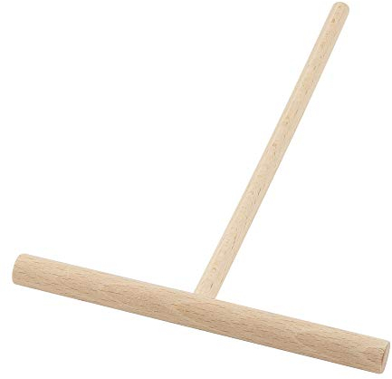 BICB Beechwood Crepe & Pancake Batter Spreader - Wooden T-Shape Scraper Stick for Griddle - Kitchen Tools & Essentials for Flat Tortilla Shells, Roti, Galettes - Round Food Pastry Tool - 5.5 Inches
