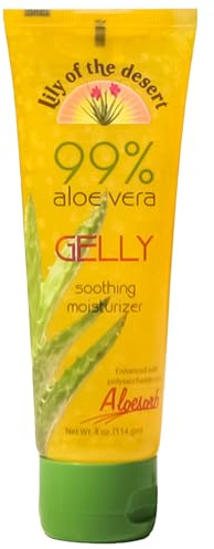 Lily Of The Desert Gelly Moisturizer 4 Oz - 99% Organic Aloe Vera Gel with Vitamin C, E, and A, After Sun Skin Care, Sunburn Relief
