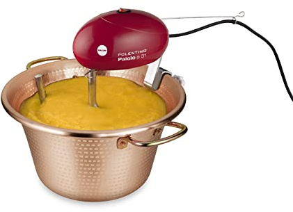 Macom 851 Paiolo Polenta con Miscelatore Elettrico, Rame 99,9%, Alimentazione 230V-50Hz, Diametro 31cm, Potenza 4W, 32 cm