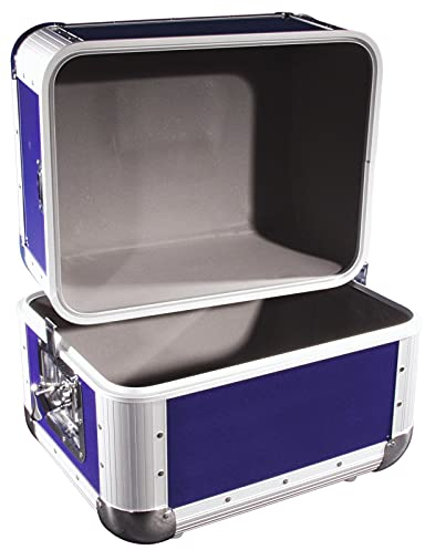 ROADINGER Platten-Case ALU 50/50 abgerundet dunkelblau | Platten-Case im dunkelblauen Aluminiumgehäuse für 80 LPs