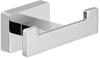 Gedy - Percha Doble G-Atena (44261300200) | 8,8x4,5x3,5cm | Acero inox | Doble gancho cuadrado | Cola 7kg | Cromo