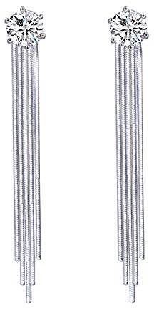 QUKE 925 Sterling Silber Quasten Design Blumen Shape Zirkonia Kristall Bridal Ohrhänger hängend Ohrringe
