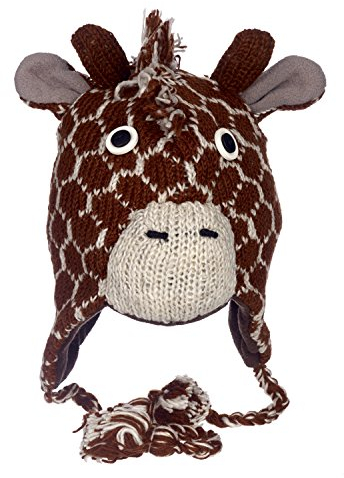 Fun Giraffe handgefertigt Winter Joppe Animal Mütze mit Fleece Futter Gr. Einheitsgröße, braun