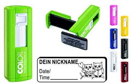 Geocachingstempel verliebtes EULENPÄRCHEN - Abdruckgröße ca. 37 x 14 mm - mit persönlichem Nicknamen