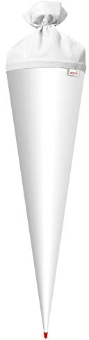 ROTH Bastelschultüte 70cm weiß rund - Schultüte mit Stabiler Rot(h)-Spitze mit Filz-Verschluss