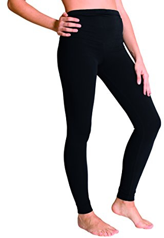 Premamy - Leggings per Premaman, Modello conformato, Cotone bielastico, Pre-Post Parto - Nero - III (S)