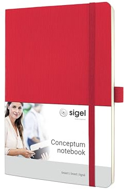 SIGEL CO325 Premium anteckningsbok linjerad, A5, softcover, röd – konceptum | CO325, linjerad, röd, perfekt som dagbok, bullet journal, idébok eller skrivbok