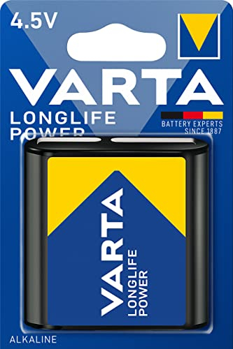 VARTA Piles 4,5V Pile Plate, lot de 1, Longlife Power, Alcaline, adaptée aux lampes et appareils à forte consommation d'énergie