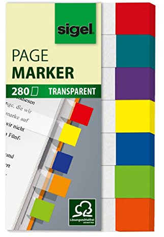 Sigel Haftmarker 84x50mm 7 Farben VE=80 Blatt transparent