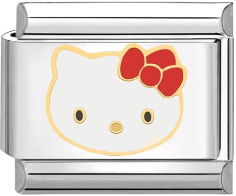 Quiges 9mm Italian Style Charm Modul aus Edelstahl Katze für italienische Armbänder