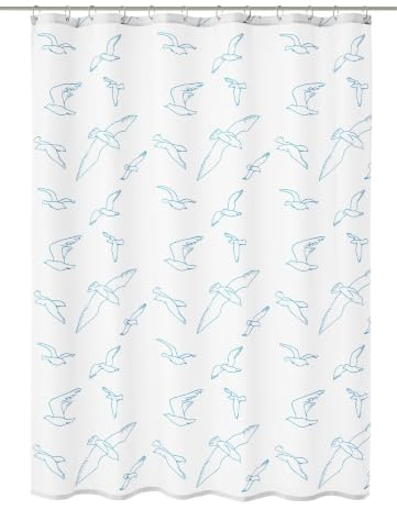 Kleine Wolke Duschvorhang Textil Birdie Weiß 180 x 200 cm | OEKO-TEX zertifiziert, wasserabweisend, verstärkte Ösen, mit Beschwerungsband, weiches Textilgewebe, maschinenwaschbar