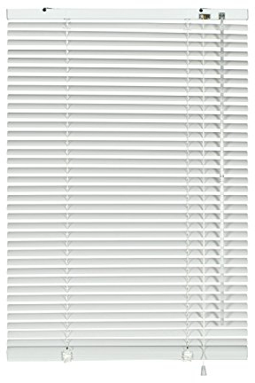 GARDINIA Alu-Jalousie, Sichtschutz, Lichtschutz, Blendschutz, Wand- und Deckenmontage, Aluminium-Jalousie, Weiß, 100 x 240 cm (BxH)