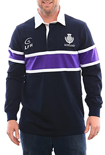 Langärmliges Rugby-Trikot mit Schottland-Distel - Blau - Mittel
