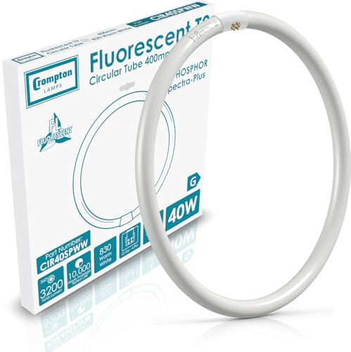 Crompton Lamps 40W T9 Circular Fluorescent Tube 4-Pin 40cm 830 3000K | Warm White 4-Pin Circle Light Tubes, Energy Efficient Triphoshpor, G10q for Bathrooms, Kitchens, Magnifiers & Ceiling Lights