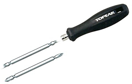 Topeak Quad Driver 4 in 1 Schraubendreher aus Chrom-Vanadium-Stahl in der Farbe Silber-Schwarz, Maße: 3,2cm x 18,4cm, 15410085