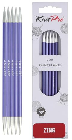 KnitPro Zing Double Pointed Needles 8 (20cm) | 4.50mm