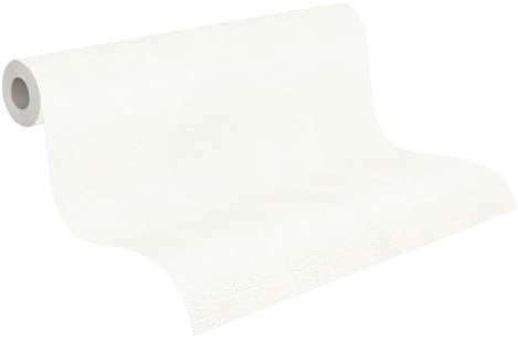 A.S. Création Livingwalls Vliestapete 10,05 m x 0,53 m - einfarbige Strukturtapete Weiß - Pastell Wandtapete Made in Germany - 325013