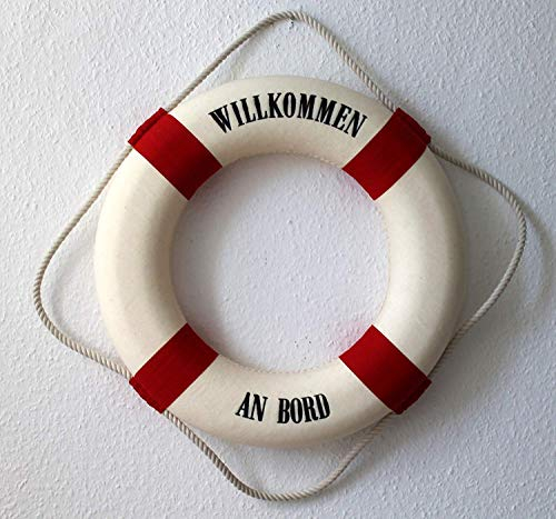 osters muschel-sammler-shop Deko Rettungsring Willkommen an Bord Ø 35cm Rot-Weiss
