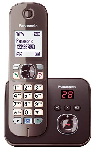 Panasonic KX-TG6821GA DECT Schnurlostelefon mit Anrufbeantworter (strahlungsarm, Eco-Modus, GAP Telefon, Festnetz, Anrufsperre) mocca-braun
