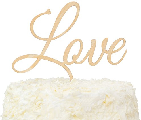 LOVENJOY Love Topper Torta Matrimoniale Legno Rustico Topper per Torta Nuziale Anniversari per Matrimoniale Decorazione, Confezione Regalo