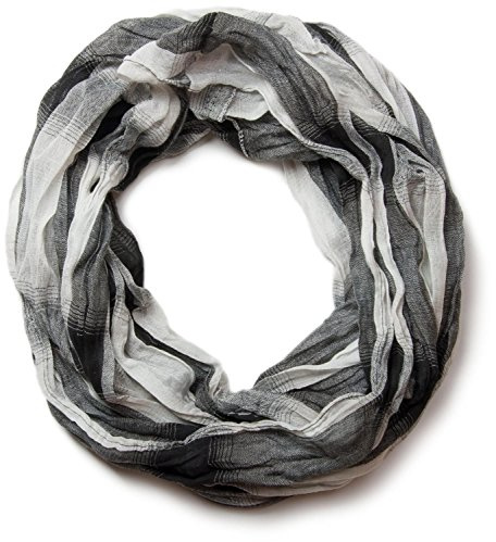 styleBREAKER fular de tubo a rayas con motivo a cuadros, unisex 01018036, color:Negro-Gris