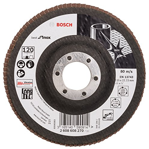 Bosch Faecherschleifscheibe X581 Best for Inox 115mm Korn 120, 1 Stk.