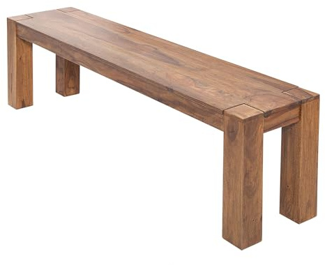 invicta INTERIOR riess-Ambiente Massive Edelholz Sitzbank MAKASSAR Sheesham 140cm Holzbank einzigartige Maserung Küchenbank Bank Holzbank Sitzbank Schlafzimmerbank Flurbank