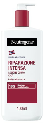 Neutrogena Formula Norvegese Lozione Corpo CICA Riparazione Intensa, Crema corpo riparatrice per 72h di nutrimento, Crema idratante corpo con 10% Glicerina, Crema corpo idratante pelle secca, 400 ml