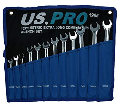 AB Tools 12PC MM LLAVE COMBINACIÓN Métrica extra larga de 8mm - 19mm 12PC