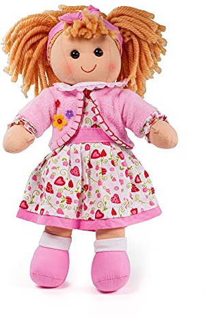 Bigjigs Toys Kelly Rag Doll (Medium) - My First Dolly, Plush Soft Dolls, Baby Toy For Girls & Boys, Ragdoll Suitable From Birth, Swap Ragdolls Clothes & Outfits, Size 34cm