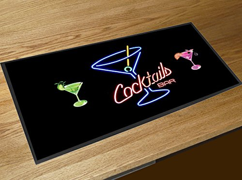 Cocktails Neon Lights Imprimé Chemin de pub bar Tapis de compteur