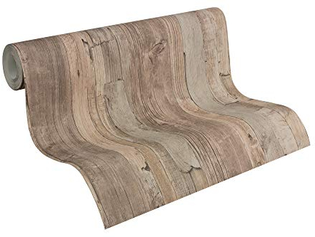 A.S. Création Carta Da Parati Effetto Legno Elements Carta da parati tessuto non tessuto 10.05 m x 0.53 m Beige Marrone Prodotto in Germania 954053 95405-3