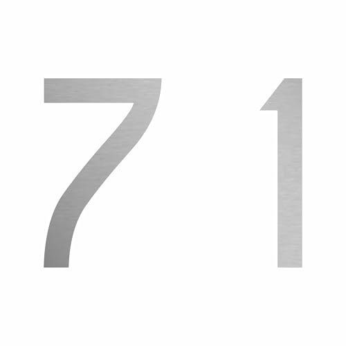 Zahl 71 in silber, 30 cm großer Sticker, wetterfeste Klebezahl | Selbstklebende Klebefolie für Hausnummern an Tür, Tor, Garage, Schaufenster und allen glatten Oberflächen