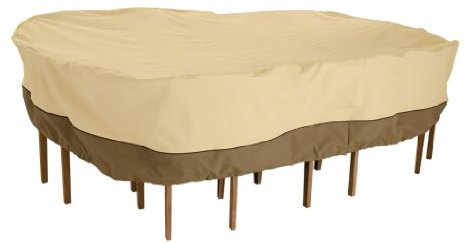 Classic Accessories Veranda Wasserdichte Abdeckplane für rechteckige/ovale Gartentische & Stuhl-Garnituren, Größe L, erhältlich in Farbe Pebble/Bark/Earth, B000HCSMOW