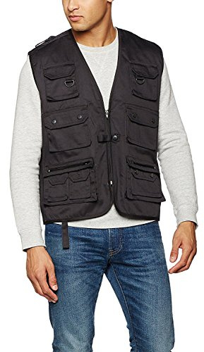Mil-Tec Mixte Gilet Multipoches Noir Veste, Noir, M EU