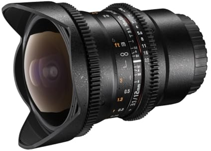 walimex pro 20602 - Objetivo para videocámara para Canon (Distancia Focal Fija 12mm, Apertura f/3.1-22) Negro