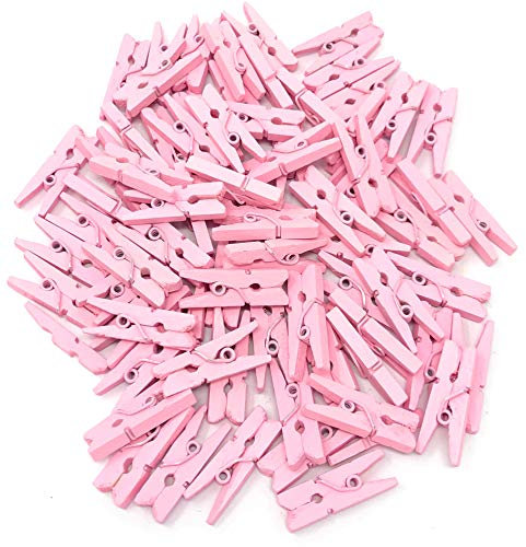 25mm Mini Pink Wooden Clothes Peg Craft For Vintage Wedding Party Decoration Scrapbook (50)
