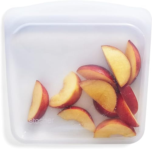 Stasher Wiederverwendbare Silikonbeutel zur Aufbewahrung von Lebensmitteln, Sandwich Bag, Klar, Hitze-, Spülmaschinen- & Gefrierfest, Umweltfreundlich, Tragbare Lunch-Tasche, Leckagefrei, 795 ml
