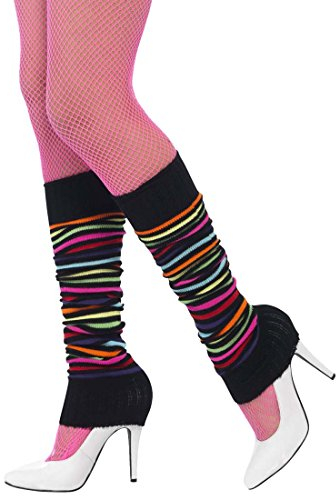 NET TOYS Stulpen gestreift Beinstulpen Geringelt schwarz-bunt Leg Warmers 80er Beinwärmer Aerobic Tanzstulpen Ballettstulpen Ringelstulpen