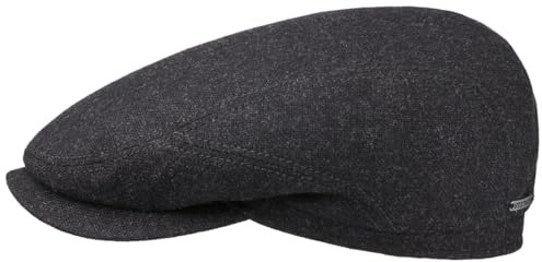 Stetson Belfast Wool Blend Flatcap Herren Made in The EU Herbst Winter anthrazit 63 cm