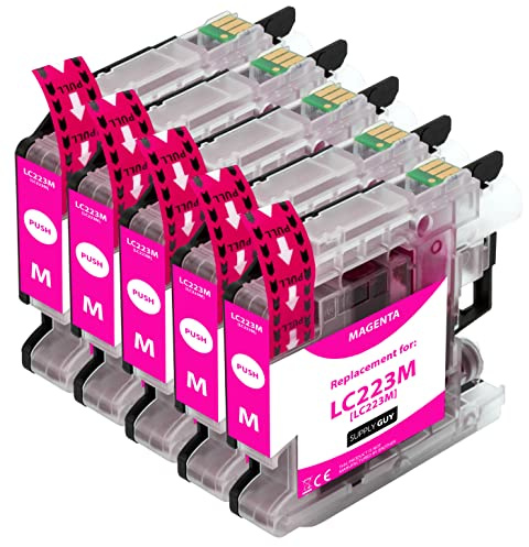 Supply Guy 5 Druckerpatronen kompatibel mit Brother LC223 LC-223XL LC-225 LC-227 Magenta mit Chip und Füllstandsanzeige für MFC-J5320DW MFC-J5620DW MFC-J480DW DCP-J4120DW DCP-J562DW und weitere