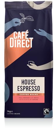 Cafédirect Familia Espresso Italian Style Coffee Beans 1kg - Dark Roasted Blend of Fairtrade Arabica and Robusta Whole Coffee Beans - Ideal for Espresso Machines