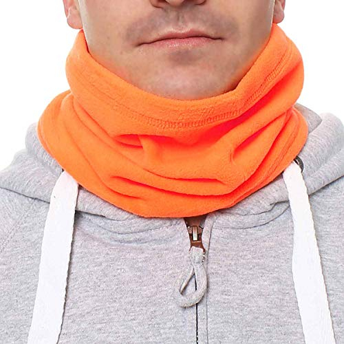 Happy Clothing Herren Schlauchschal aus Fleece mit Kordel, einfarbiger Fleeceschal für Damen und Herren, Farbe Schwarz, Dunkelblau, Grün, Weiß, Grau und Orange, Größe:Einheitsgröße, Farbe:Orange